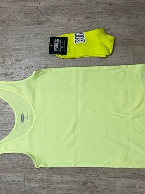 Set PINK Victoria's Secret Neon Yellow One Size Socks Women’s Old Navy Tank Top